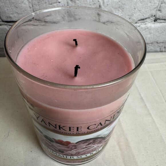 Yankee Candle SUMMER SCOOP 22 oz.‎ Original Large Single Wick Jar PARTIAL BURN - Picture 2 of 4